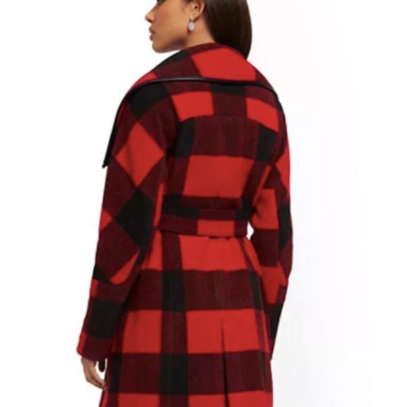 NY&Co.: Buffalo Check Plaid Wrap Coat - XS-S - Picture 2 of 5